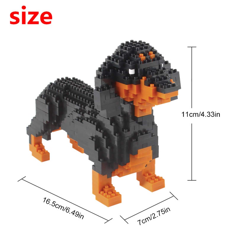 Larcele Micro Dachshund Dog Building Blocks Set Super Mini Pet Building Toy Bricks Kit, 898 Pieces KLJM-02 (Dachshund) - Image 2